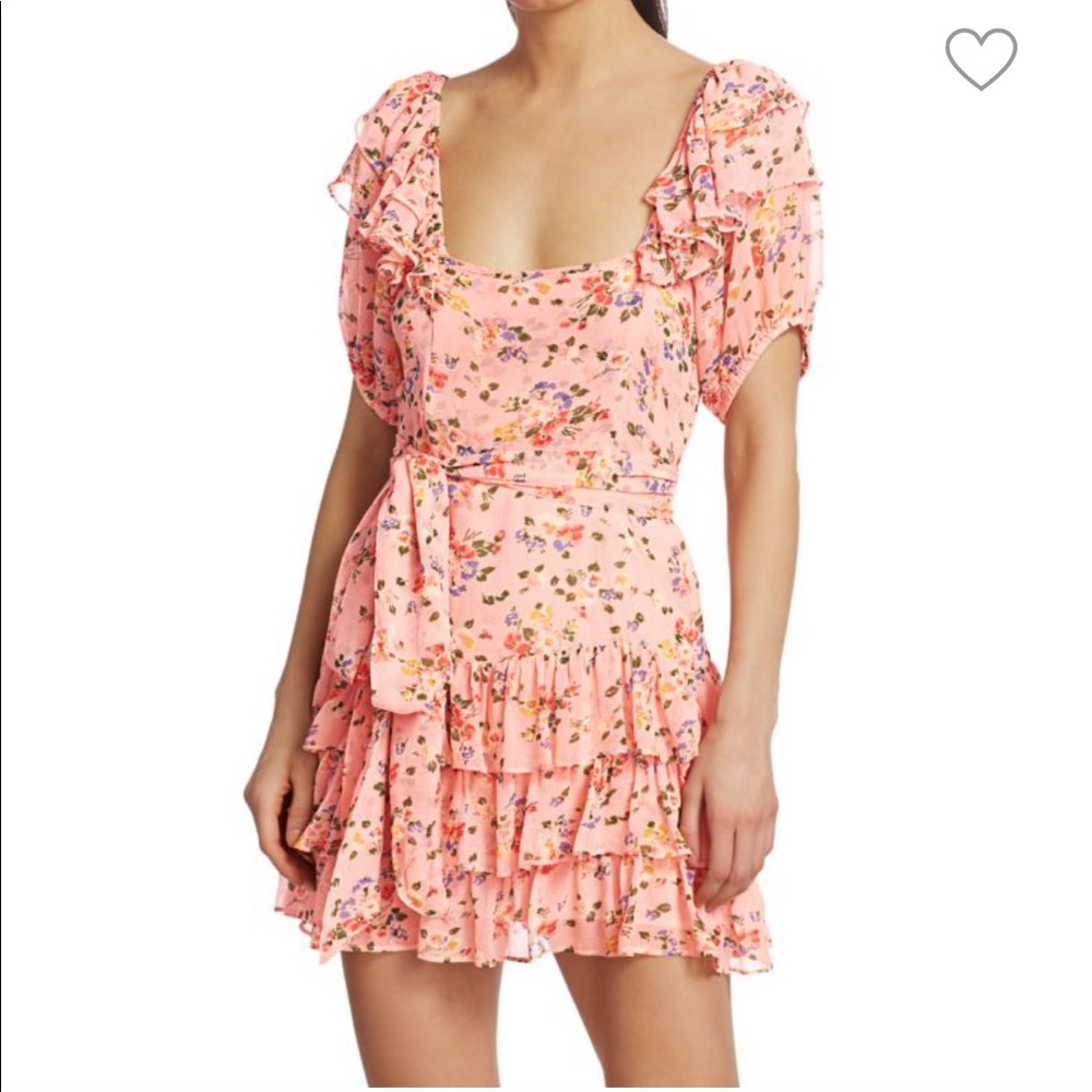 LoveShackFancy NWOT Kimbra Ruffle Floral Silk Mini Dress